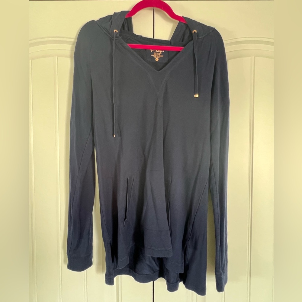 Lilly Pulitzer Luxletic Navy Blue Hooded Pullover Size Large EUC